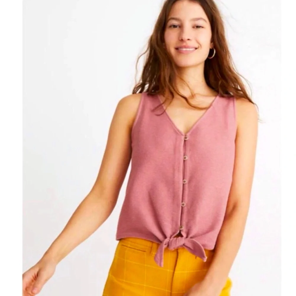 Madewell Texture & Thread Blush Sleeveless V-Neck Knot Sleeveless Top Womens S
